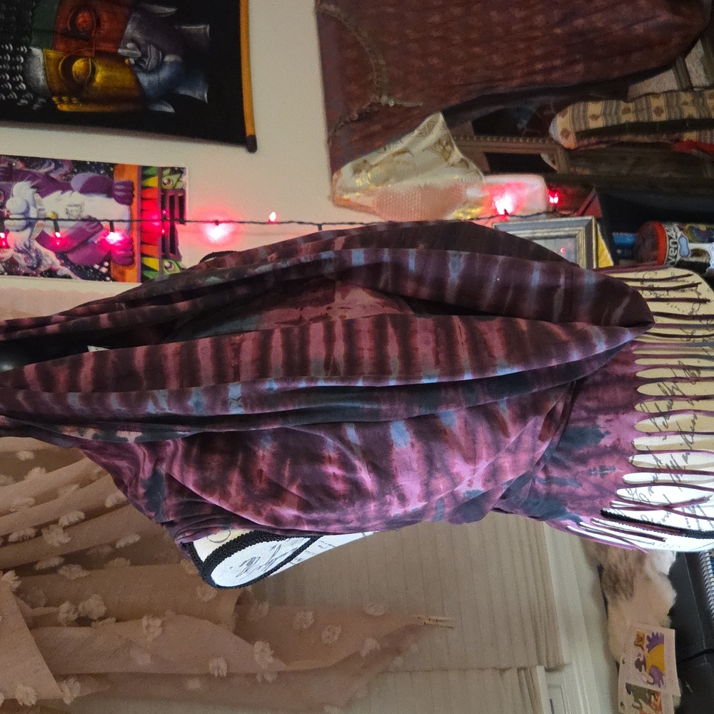 Purple Tie-Dye Fringe Cowl Top - Picture 2 of 4
